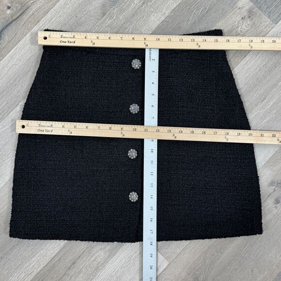 H&M Tweed A Line Skirt Rhinestone Faux Buttons Black 8 - Picture 13 of 14